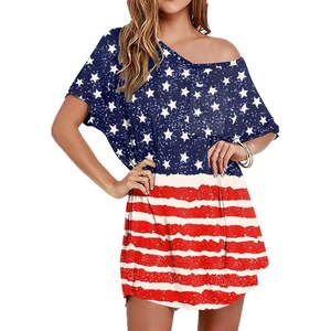 image:imageEkouaer Womens Tshirt Nightgown Cotton V Neck Sleepshirts Comfy Casual Nightshirt for WomenUs Flag