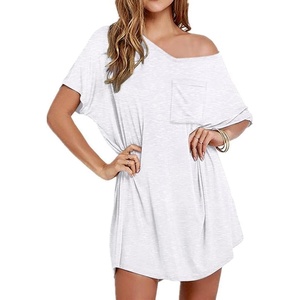 image:imageEkouaer Womens Tshirt Nightgown Cotton V Neck Sleepshirts Comfy Casual Nightshirt for WomenWhite