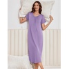 image:imageEkouaer 3 Pack Long Nightgowns for Women Plus Size House Dress Short Sleeve Night Gown V Neck Casual Nightshirt M5XLBlackBlack FloralLight Purple