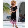 image:imageEkouaer 3 Pack Long Nightgowns for Women Plus Size House Dress Short Sleeve Night Gown V Neck Casual Nightshirt M5XLBlackBlack FloralLight Purple