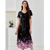 image:imageEkouaer 3 Pack Long Nightgowns for Women Plus Size House Dress Short Sleeve Night Gown V Neck Casual Nightshirt M5XLBlackBlack FloralLight Purple