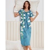 image:imageEkouaer 3 Pack Long Nightgowns for Women Plus Size House Dress Short Sleeve Night Gown V Neck Casual Nightshirt M5XLBlackBlue FloralLeopard