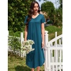 image:imageEkouaer 3 Pack Long Nightgowns for Women Plus Size House Dress Short Sleeve Night Gown V Neck Casual Nightshirt M5XLBlackBlue GreenWine Red Print