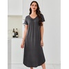 image:imageEkouaer 3 Pack Long Nightgowns for Women Plus Size House Dress Short Sleeve Night Gown V Neck Casual Nightshirt M5XLBlackGreyBlack Butterfly