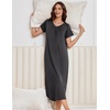 image:imageEkouaer 3 Pack Long Nightgowns for Women Plus Size House Dress Short Sleeve Night Gown V Neck Casual Nightshirt M5XLBlackGreyGreen Floral