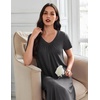image:imageEkouaer 3 Pack Long Nightgowns for Women Plus Size House Dress Short Sleeve Night Gown V Neck Casual Nightshirt M5XLBlackGreyGreen Floral