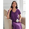 image:imageEkouaer 3 Pack Long Nightgowns for Women Plus Size House Dress Short Sleeve Night Gown V Neck Casual Nightshirt M5XLBlackPurpleBlue Datura