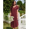 image:imageEkouaer 3 Pack Long Nightgowns for Women Plus Size House Dress Short Sleeve Night Gown V Neck Casual Nightshirt M5XLBlackWine RedNavy Print