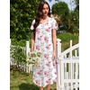 image:imageEkouaer 3 Pack Long Nightgowns for Women Plus Size House Dress Short Sleeve Night Gown V Neck Casual Nightshirt M5XLBlue FloralPink FloralBlue Striped