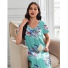 image:imageEkouaer 3 Pack Long Nightgowns for Women Plus Size House Dress Short Sleeve Night Gown V Neck Casual Nightshirt M5XLBlue FloralPink FloralBlue Striped