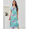 image:imageEkouaer 3 Pack Long Nightgowns for Women Plus Size House Dress Short Sleeve Night Gown V Neck Casual Nightshirt M5XLBlue FloralPink FloralBlue Striped