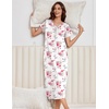 image:imageEkouaer 3 Pack Long Nightgowns for Women Plus Size House Dress Short Sleeve Night Gown V Neck Casual Nightshirt M5XLBlue FloralPink FloralBlue Striped
