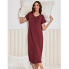 image:imageEkouaer 3 Pack Long Nightgowns for Women Plus Size House Dress Short Sleeve Night Gown V Neck Casual Nightshirt M5XLBlue GreenWine RedPink