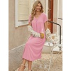 image:imageEkouaer 3 Pack Long Nightgowns for Women Plus Size House Dress Short Sleeve Night Gown V Neck Casual Nightshirt M5XLBlue GreenWine RedPink