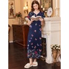 image:imageEkouaer Long Nightgown Womens Loungewear Short Sleeve Sleepwear Full Length Sleep Shirt with PocketsBlack Butterfly