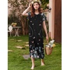 image:imageEkouaer Long Nightgown Womens Loungewear Short Sleeve Sleepwear Full Length Sleep Shirt with PocketsBlack Butterfly Floral