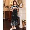 image:imageEkouaer Long Nightgown Womens Loungewear Short Sleeve Sleepwear Full Length Sleep Shirt with PocketsBlack Butterfly Floral