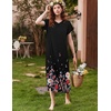 image:imageEkouaer Long Nightgown Womens Loungewear Short Sleeve Sleepwear Full Length Sleep Shirt with PocketsBlack Floral