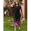 image:imageEkouaer Long Nightgown Womens Loungewear Short Sleeve Sleepwear Full Length Sleep Shirt with PocketsBlack Sakura