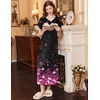 image:imageEkouaer Long Nightgown Womens Loungewear Short Sleeve Sleepwear Full Length Sleep Shirt with PocketsBlack Sakura