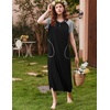 image:imageEkouaer Long Nightgown Womens Loungewear Short Sleeve Sleepwear Full Length Sleep Shirt with PocketsBlackGrey