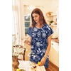 image:imageEkouaer Long Nightgown Womens Loungewear Short Sleeve Sleepwear Full Length Sleep Shirt with PocketsBlue Ethnic Flower