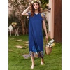 image:imageEkouaer Long Nightgown Womens Loungewear Short Sleeve Sleepwear Full Length Sleep Shirt with PocketsBlue Floral