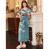image:imageEkouaer Long Nightgown Womens Loungewear Short Sleeve Sleepwear Full Length Sleep Shirt with PocketsBlue Flower