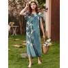 image:imageEkouaer Long Nightgown Womens Loungewear Short Sleeve Sleepwear Full Length Sleep Shirt with PocketsBlue Flower
