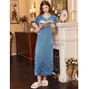 image:imageEkouaer Long Nightgown Womens Loungewear Short Sleeve Sleepwear Full Length Sleep Shirt with PocketsBlue Ink Flower