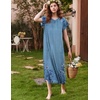 image:imageEkouaer Long Nightgown Womens Loungewear Short Sleeve Sleepwear Full Length Sleep Shirt with PocketsBlue Ink Flower