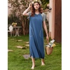 image:imageEkouaer Long Nightgown Womens Loungewear Short Sleeve Sleepwear Full Length Sleep Shirt with PocketsBlueGrey