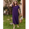 image:imageEkouaer Long Nightgown Womens Loungewear Short Sleeve Sleepwear Full Length Sleep Shirt with PocketsDark Violet