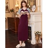 image:imageEkouaer Long Nightgown Womens Loungewear Short Sleeve Sleepwear Full Length Sleep Shirt with PocketsFuchsiaGrey