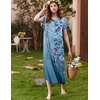 image:imageEkouaer Long Nightgown Womens Loungewear Short Sleeve Sleepwear Full Length Sleep Shirt with PocketsLight Blue Flower