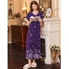 image:imageEkouaer Long Nightgown Womens Loungewear Short Sleeve Sleepwear Full Length Sleep Shirt with PocketsPurple Flower