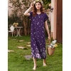 image:imageEkouaer Long Nightgown Womens Loungewear Short Sleeve Sleepwear Full Length Sleep Shirt with PocketsPurple Flower