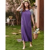 image:imageEkouaer Long Nightgown Womens Loungewear Short Sleeve Sleepwear Full Length Sleep Shirt with PocketsPurpleGrey