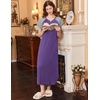 image:imageEkouaer Long Nightgown Womens Loungewear Short Sleeve Sleepwear Full Length Sleep Shirt with PocketsPurpleGrey