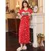 image:imageEkouaer Long Nightgown Womens Loungewear Short Sleeve Sleepwear Full Length Sleep Shirt with PocketsRed Christmas Tree