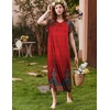 image:imageEkouaer Long Nightgown Womens Loungewear Short Sleeve Sleepwear Full Length Sleep Shirt with PocketsRed Ethnic Print