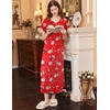image:imageEkouaer Long Nightgown Womens Loungewear Short Sleeve Sleepwear Full Length Sleep Shirt with PocketsRed Snowman