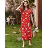 image:imageEkouaer Long Nightgown Womens Loungewear Short Sleeve Sleepwear Full Length Sleep Shirt with PocketsRed Snowman