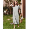 image:imageEkouaer Long Nightgown Womens Loungewear Short Sleeve Sleepwear Full Length Sleep Shirt with PocketsWhite Grey Stripe