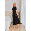 image:imageEkouaer Long Nightgowns for Women Plus Size House Dress Short Sleeve Night Gown Pleated Full Length Loungwear S4XLBlack