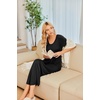 image:imageEkouaer Long Nightgowns for Women Plus Size House Dress Short Sleeve Night Gown Pleated Full Length Loungwear S4XLBlack