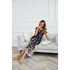 image:imageEkouaer Long Nightgowns for Women Plus Size House Dress Short Sleeve Night Gown Pleated Full Length Loungwear S4XLBlack Flower