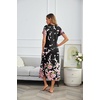 image:imageEkouaer Long Nightgowns for Women Plus Size House Dress Short Sleeve Night Gown Pleated Full Length Loungwear S4XLBlack Flower