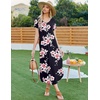 image:imageEkouaer Long Nightgowns for Women Plus Size House Dress Short Sleeve Night Gown Pleated Full Length Loungwear S4XLBlack Pink Flowers
