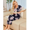 image:imageEkouaer Long Nightgowns for Women Plus Size House Dress Short Sleeve Night Gown Pleated Full Length Loungwear S4XLBlack Pink Flowers